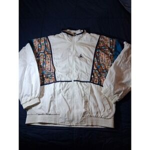 VINTAGE Le Coq Sportif White Track Jacket Size Medium Zip Up Authentic